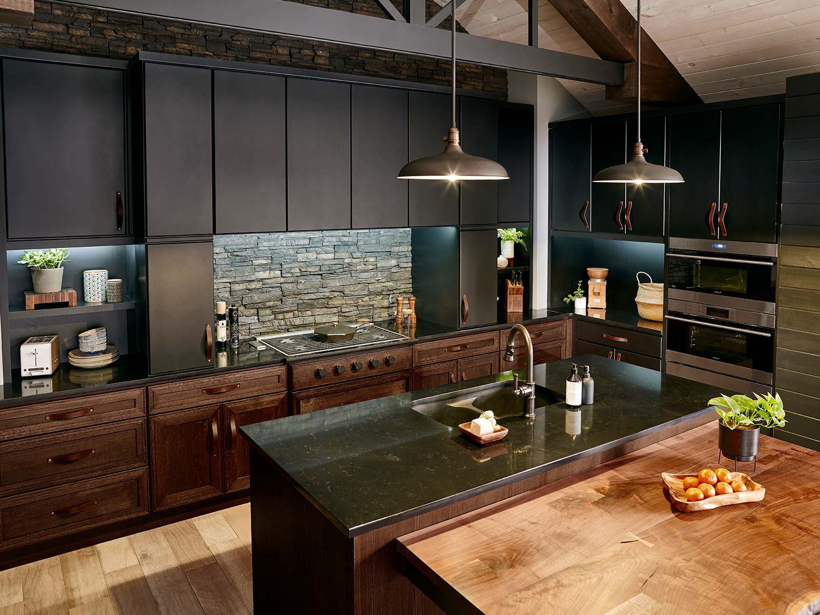dark wood cabinet kitchen design